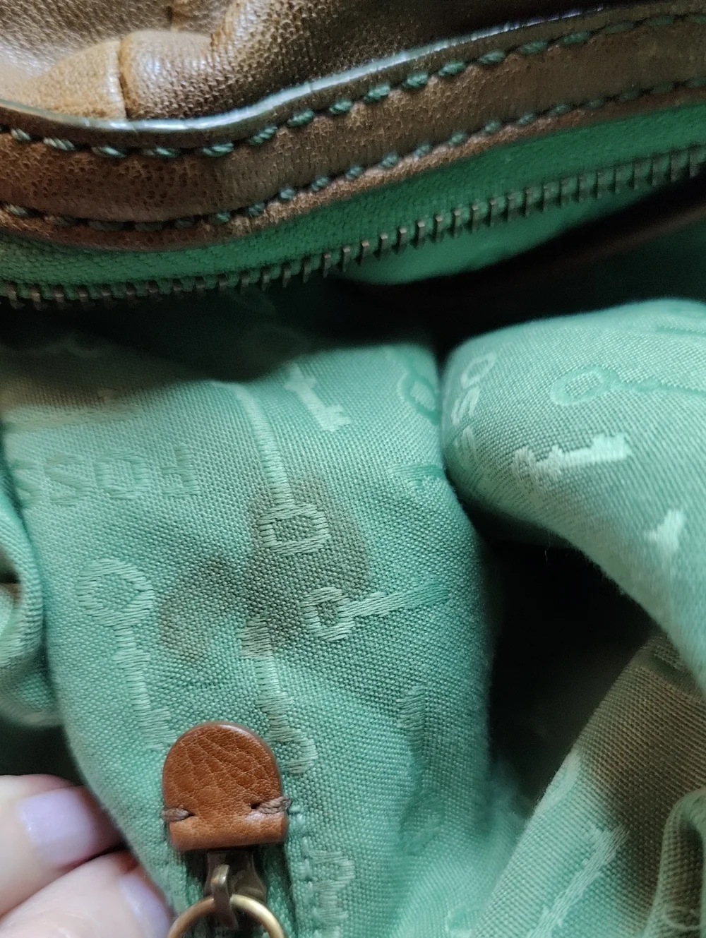 Fossil Mason Satchel Olive Green & Brown Y2k